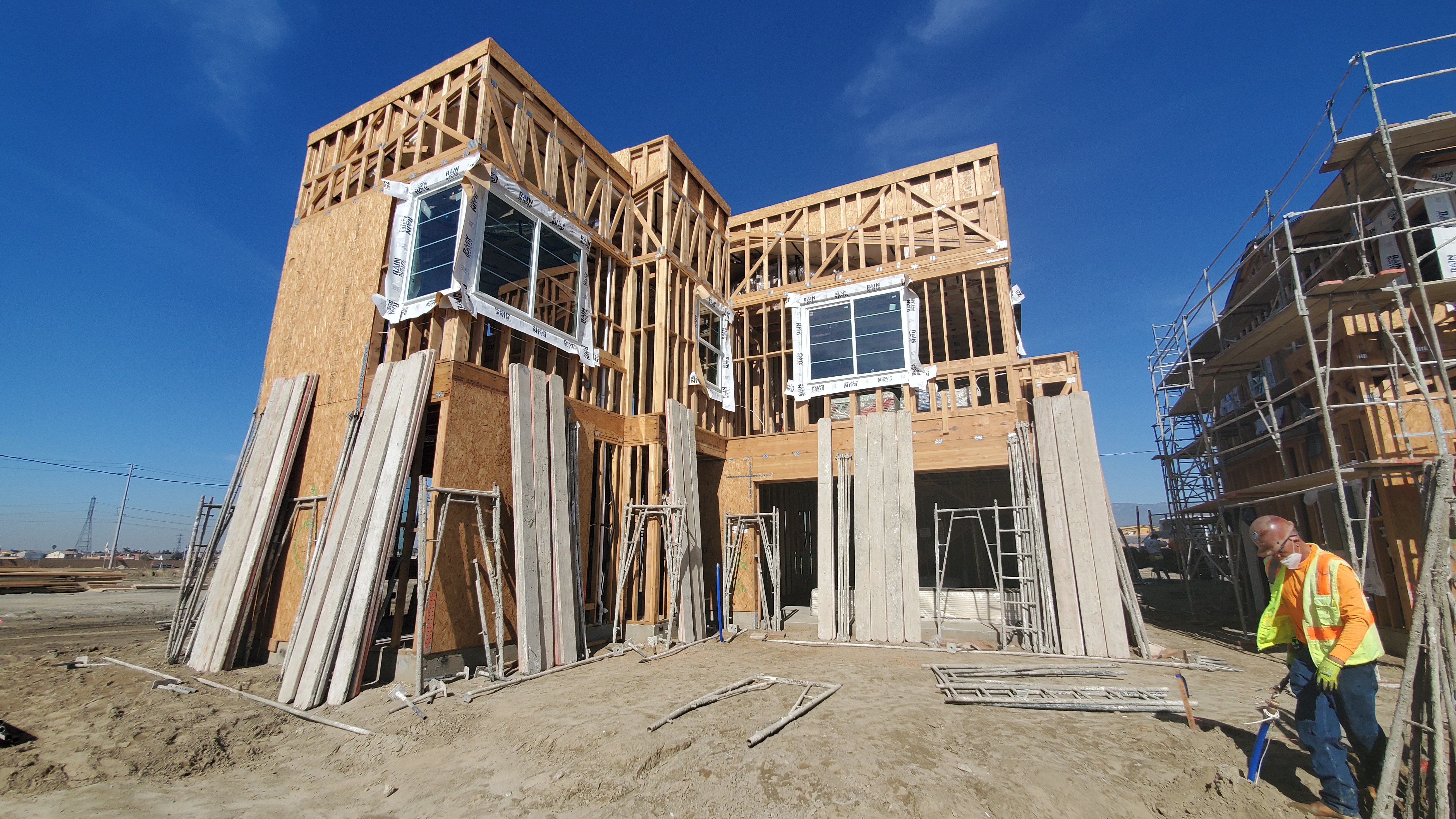 wall assembly mock up under construction