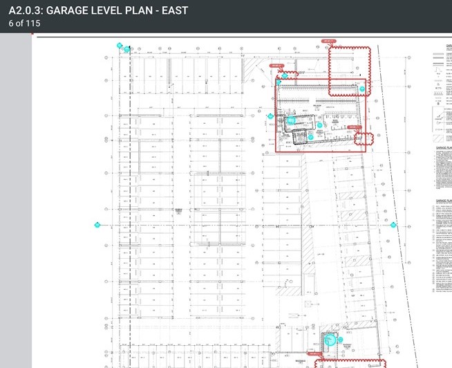 excerpt from redlined construction documents