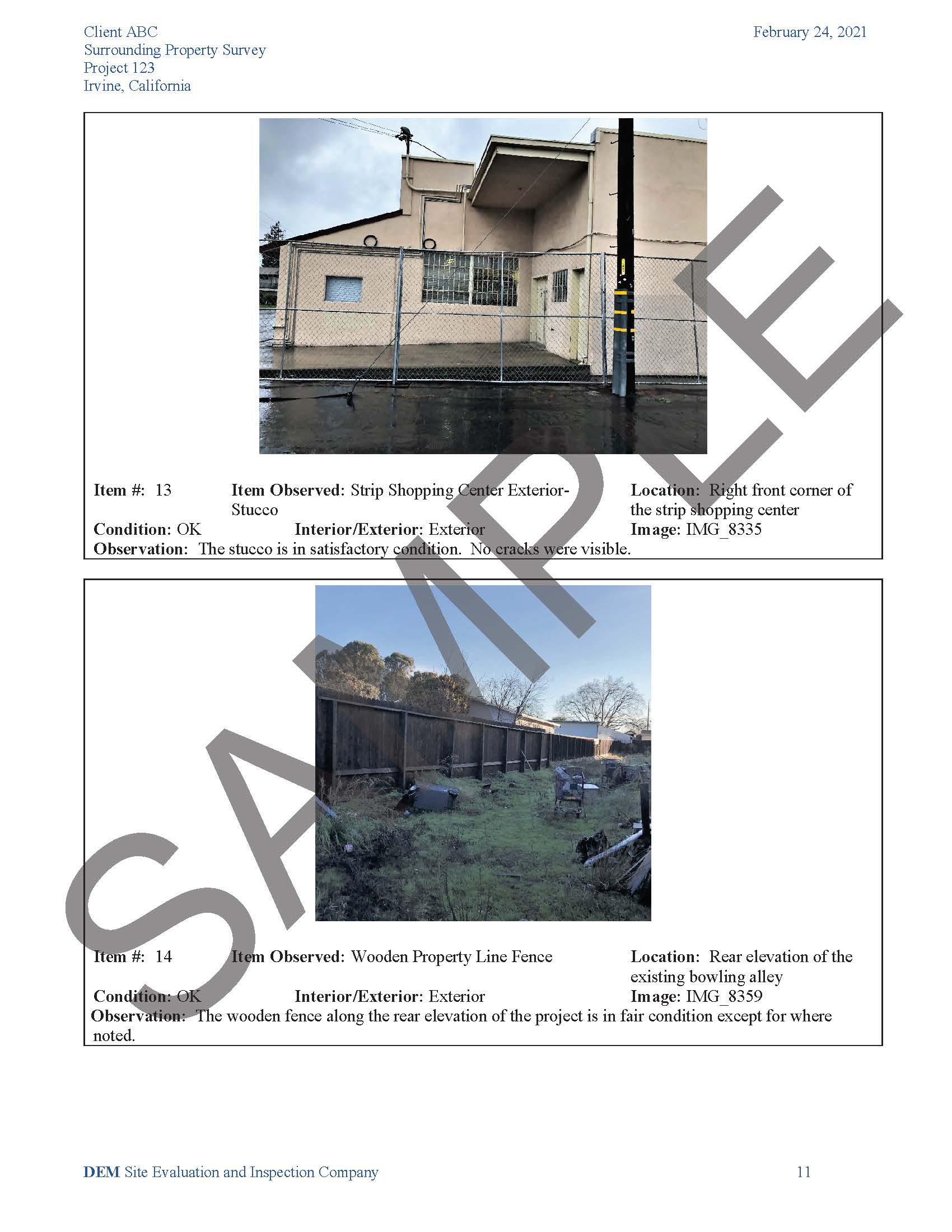 excerpt from a report for surrounding properties surveys performed by PIW excerpt from a report for surrounding properties surveys performed by PIW