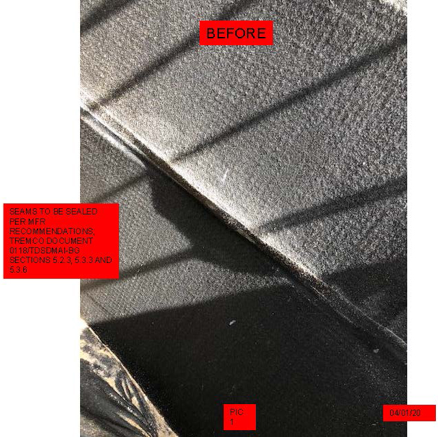 a seam which is called out in the ground plan that requires waterproofing consultation