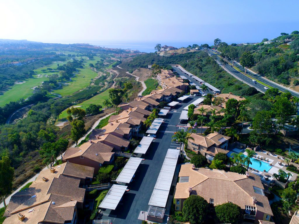 aerial view of a California apartment community